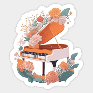 Piano and Flowers Sticker